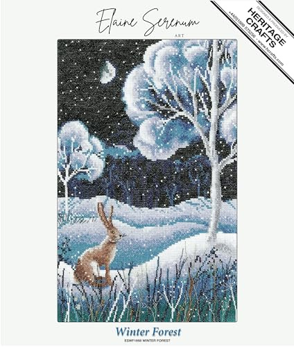 Heritage Crafts Winter Forest (Hare) Counted Cross Stitch Aida Kit Elaine Serenum