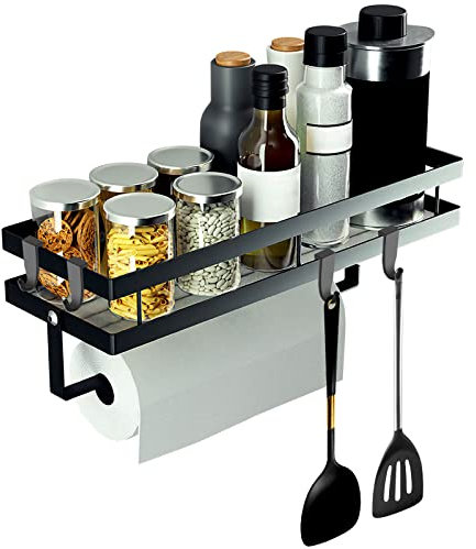 Especieros para Cocina pared, Especiero Cocina con Ganchos Organizador Especias Cocina, Estante Cocina Sin Taladro Organizador Especias Cocina para Cocina Baño y Hogar, Con Herramienta de Instalación