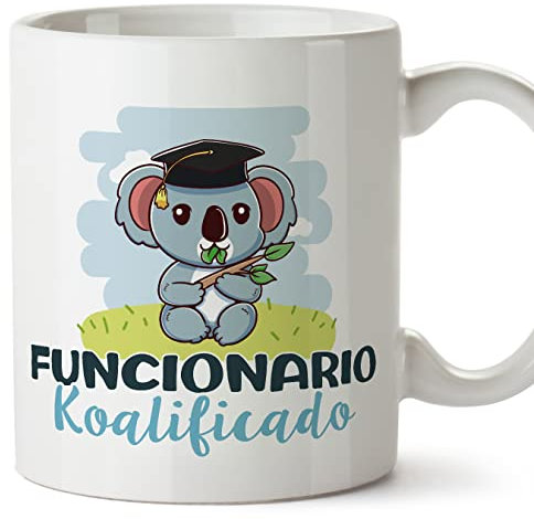 MUGFFINS Tazas para FUNCIONARIO hombre - En Español - Koalificado/koalificada - 11 oz / 330 ml - Regalo original y divertido