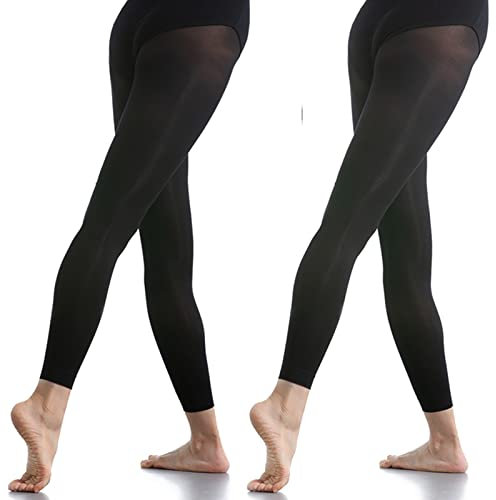 DANCEYOU 2 Paires Collants de Danse Ballet Opaque pour Fille Femme Noir Sans Pieds XXL