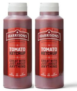 Harrison Tomato Ketchup – Lot de 2 bouteilles de sauce tomate Ketchup de 1 litre chacune – Convient aux végétaliens, sans gluten sans soja, produits laitiers et artificiels – Fabriqué au Royaume-Uni