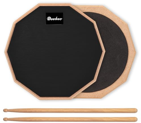 Deekec Drum Practice Pad 8 Zoll für Drumming Silent Practice Drum Pad 2-seitig mit 5A Drumsticks (Schwarz)
