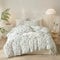 Ruccit White Floral Duvet Cover Set Double 100% Cotton Duvet Cover Double Bed 3pcs Garden Blue Green Chic Flower Bedding Set with Zipper Closure Corner Ties-Soft,Durable,Easy Care