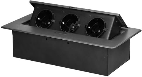 Miratic Multipresa a Scomparsa con Bordo Piatto Ciabatta Estraibile Presa da Incasso Retrattile Vari Colori 3x2 Poli e Terra Schuko - Prodotto Venduto Senza Cavo (grafite)