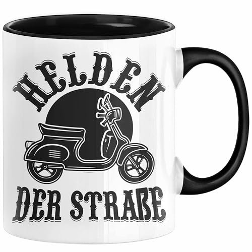 Mofa Geschenk Tasse Helden Der Strasse Mofa Mofa Führerschein (Schwarz)