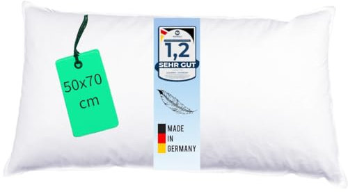 Luxusfeder Kopfkissen 50x70 cm Feder Füllung 900g - Bezug 100% Baumwolle - Federkissen - Kissenfüllung - Kisseninlett - Sofakissen - Öko-Tex