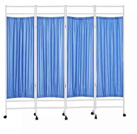 QICBYING Medizinischer Sichtschutz Aus Edelstahl, Raumteiler Faltbare Sichtschutzvorhänge Mit Rollen, Abnehmbar, Geeignet Für Notaufnahme, Station, Raumteiler Zur Überwachung (Size : 4 Panel)