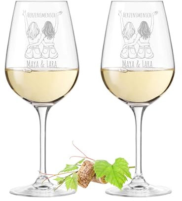Leonardo 2er Set Weingläser mit Gravur - Beste Freundin - Personalisierte Geschenke für Freundinnen Geburtstag, Geburtstagsgeschenk Frauen, Weihnachten, Aperol, Lillet Gläser