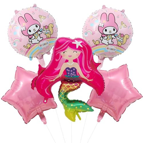 5pcs Meerjungfrau Cartoon Aluminium Folienballons,Mmeerjung Luftballons Set,Geburtstag Deko,Kindergeburtstag Ballon Dekoration,Geburtstag Deko Für Kinder Geburtstagsparty