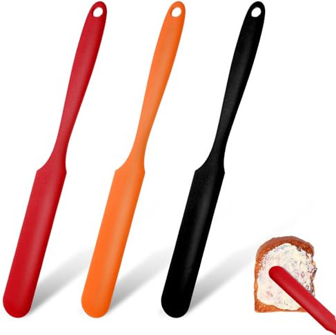 ZEYIYER 3 PCS Jar Spatula, 23.8 cm Long Silicone Spatula with Long Handle, Jam Jar Spatula for Icing, Butter, Peanut Butter, Sourdough, Baking, Mixing