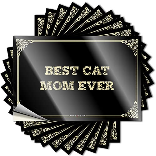 Hardhat-Sticker und Abziehbilder Best Cat Mom Ever, freche Aufkleber für Erwachsene, lustige LKW-Aufkleber (8 x 12 cm)