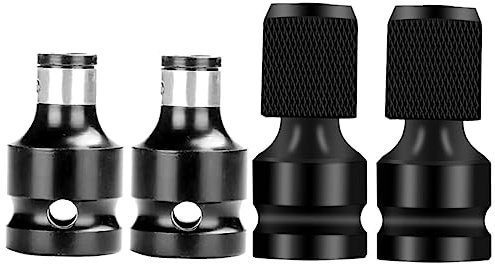 HOMSFOU 4 Stück Bohrer Steckschlüsseladapter Chrom Vanadium Mit 1/2 Vierkantantrieb Und 1/4 Stecknuss Schlagschrauberadapter Für Elektrische Schraubenschlüssel Profi Heimwerker