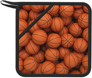 Palla da basket arancione, Presine, Presine da cucina in silicone anti-caldo, resistenti al calore