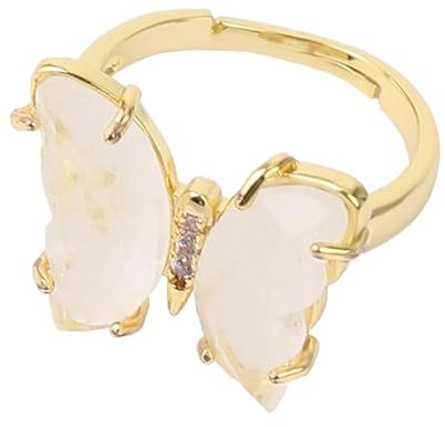 DyLyz Boho Bergkristall Stein Niedliche Tier Glod Ringe Vintage Zierlicher Zirkon Chakra Ring Natürlicher Edelstein Kristall Geburtsstein Statement Verstellbare Ringe Für Party Urlaub