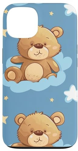 iPhone 13 Teddy Bears in a Dreamy Blue Cloud Scene Case