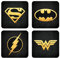 Elbenwald Coaster Set of 4 with DC Comics Logo Design - Gift Idea - Square Coasters - for All Types of Mugs - Multicolor - Cork, Plastic