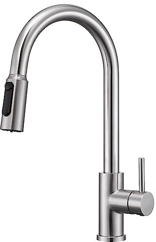 CREA 3 Wege Küchenarmatur mit Brause, Drei Wege Wasserhahn Küche Ausziehbar, 360° Drehbar 3 Wege Mischbatterie, Einhand Trinkwasserhahn, 3 in 1 Spültischarmatur, 3 Wege Armatur aus Edelstahl,Gebürstet