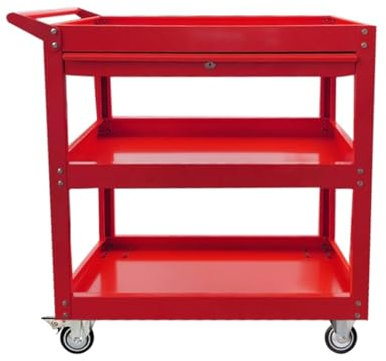 NEWCIX 3-stöckiger Rollender Werkzeugwagen Für Mechaniker, Schwerer Werkzeugwagen Mit Schubladen Für Werkstätten, Lager Und Reparaturwerkstätten(rot)