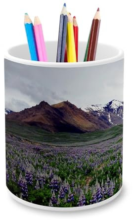 Fabulous Ceramic Pencil Pot - Natural Landscape Flower Fields - 325 ml