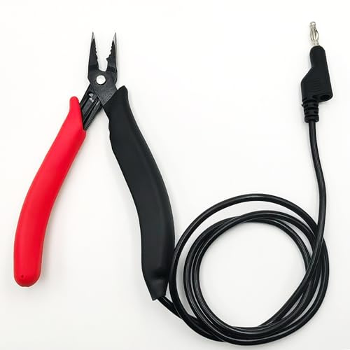 grounded pliers for permanent jewelry, Precise Control Unleash Unrivaled Precision for Fine Chain Welding, 3ft Cable Secure Connection, Red