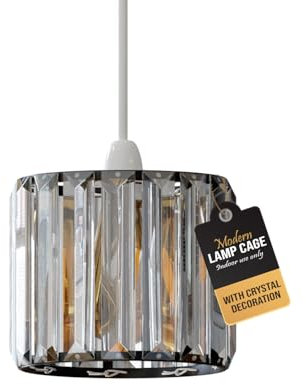 LEDSone Modern Black Crystal Light Shade 12cm Easy Fit Glass Lamp Shade Hanging Pendant Lampshade Ceiling Light Fixtures Chandelier for Bedroom, Living Room, Kitchen, Hallway (Black)