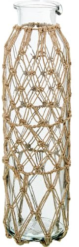 JARRÓN BOTELLA 30CM CRISTAL C/CUERDA_°8X30CM