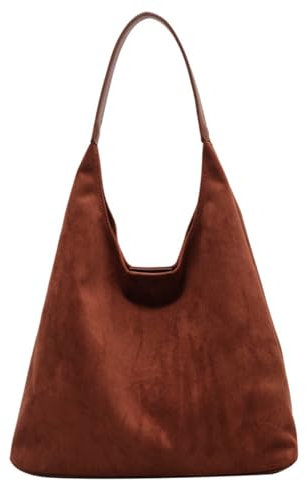 Valleycomfy Damen Wildleder Shopper Damen Groß Shopper Tasche – XXL Umhängetasche mit verstellbarem Riemen (Braun)