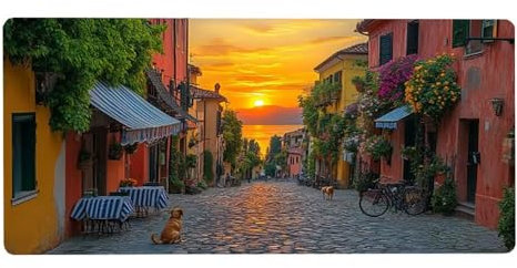 Città Tappetino Mouse XXL 900X400X3MM Grande Mouse Pad Gaming, tramonto Tappetino Scrivania Waterproof, tappetino per mouse da Base Antiscivolo per Computer, PC– migliora la precisione e la velocità