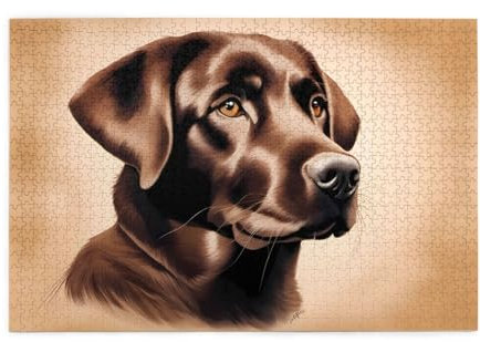 Holzpuzzle 1000 Teile WZYWHJ Brown Labrador Retriever gedruckt für Erwachsene und Kinder, perfekt für Familienspaß, Stressabbau