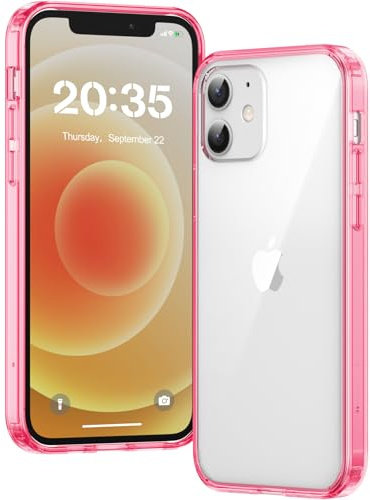 Voyahülle Hülle für iPhone 12/12 Pro Hülle, Anti-Vergilbung Transparent Handyhülle Stoßfest Schutzhülle, Premium Kratzfeste Case für iPhone 12/12 Pro - Magenta