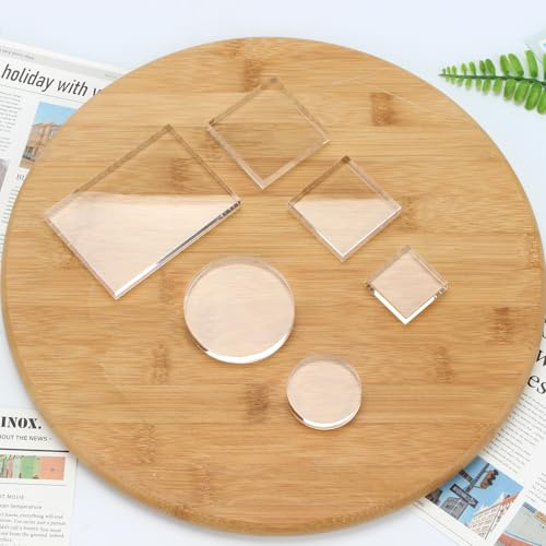 KCGANI 6 Pcs Clear Acrylic Blocks Wedding Flat Lay Props for Display | Solid Acrylic Riser Clear Stamp Display Block Set Props Wedding, Acrylic Pedestal Crystal Blocks for Ring Geodes Crafts