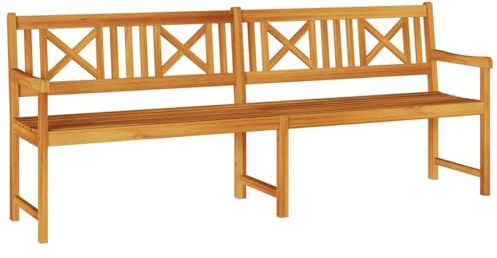 vidaXL Gartenbank 219 x 55,5 x 90 cm aus solidem Akazienholz, für draußen, mit verstellbaren Armlehnen und Kreuzmuster-Rückenlehne. Bequeme Möbel für Terrasse und Lounge.