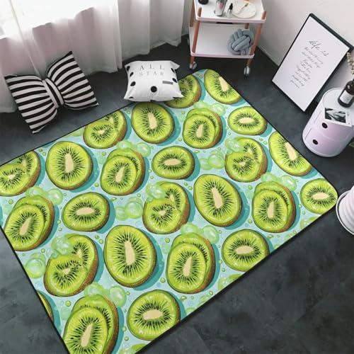 Kiwi Teppich mit Blasendruck, für Wohnzimmer, Schlafzimmer, waschbar, weich, 7,6 x 12,7 cm, rutschfester Teppich für Schlafzimmer, Dekoration, ästhetisch, 152,4 x 99,1 cm