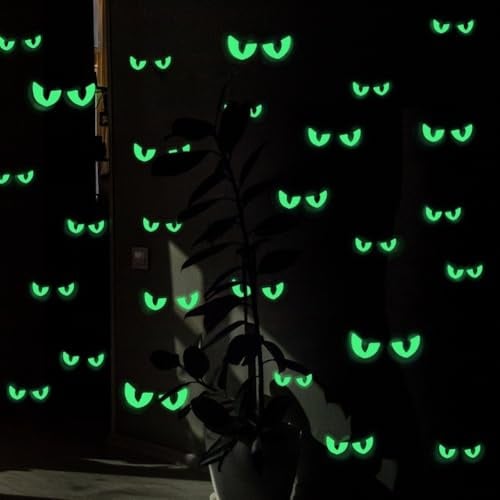 Halloween Glow in the Dark Wandaufkleber mit 54 Paar Bösen Peeping Eyes für einen gruseligen Effekt zu jeder glatten Dekoration (Grün)