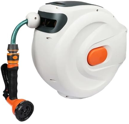 Retractable Garden Hose Reel High Pressure Washer Car Wash Electric Water Air Drum Automatic Telescopic Coil Device Convenience Within Reach(10M)