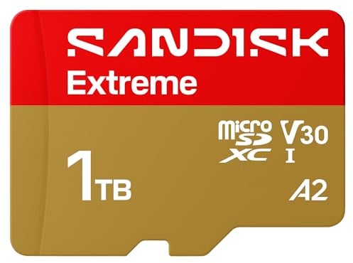 SANDISK Extreme Carte microSDHC UHS-I + SD Adapter, 1 to (Jusqu’à 245 Mo/s en Lecture et 170 Mo/s en écriture, vidéo 5.3K, C10, V30, U3, A2)