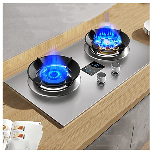 Réchaud portable à double combustible – Table de cuisson à deux brûleurs pour camping et maison