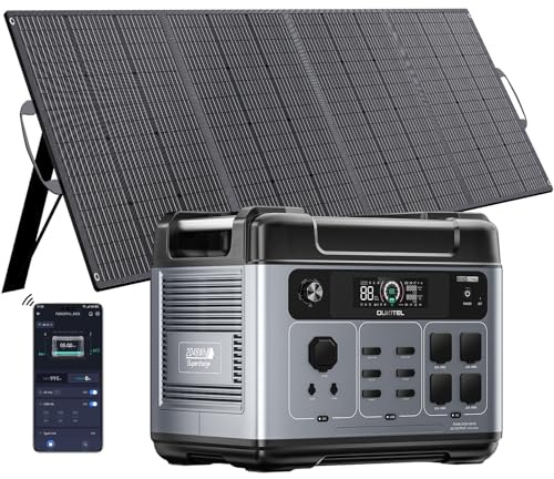 OUKITEL P2001 Pro 3200W (pico de 6400W) Con panel solar de 200W, generador solar de 2048Wh con batería LiFePO4, carga rápida de CA de 1800W, estación de energía portátil para camping y autocaravanas.