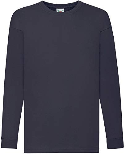 Fruit of the Loom unisex long-sleeved t-shirt, 'Kids Value Weight T', 61-007-0, deep navy, 128 cm