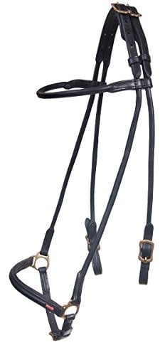 Karlslund Komplette rundgenähte Trense, hannoveranisch, Schwarz, Messing