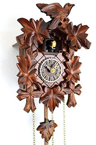 CLOCKVILLA HETTICH-UHREN Kuckucksuhr geschnitzt Quarz Uhr Kuckuckuhr 5 Laub Vogel