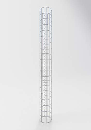 GABIONA Colonne de Pierre Panier Gabion Rond Largeur de Maille 5 x 10 cm, Hauteur 200 cm, Spirale Fermeture, galvanisé 22 cm Durchmesser