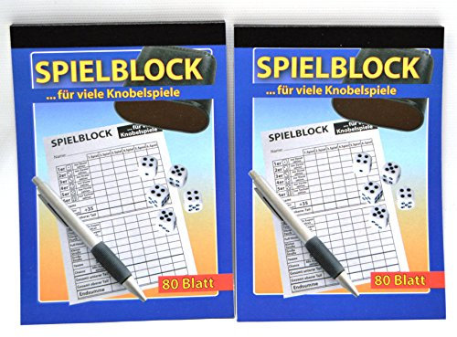 Without Label Spielblöcke für Würfelspiele, 2-er Set, je 80 Blatt, für viele Knobelspiele