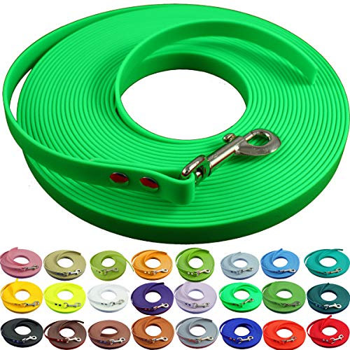 bio-leine Schleppleine 12mm aus Biothane - 10,0 m in Neongrün I Hundeleine ohne Handschlaufe für kleine und große Hunde - Wasserabweisende Leine