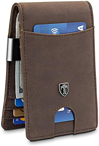 TRAVANDO börse mit Klammer â€žRIOâ€œ â€“ Herren-Geldbörsen, schmale Vordertasche, RFID-blockierender Kartenhalter, minimalistische Mini-Geschenkbox