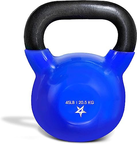 Yes4All KGWS Vinyl Coated Cast Iron Kettlebell, Kettle Bell Weights Set - Blue Kettlebells, 20.5 kg