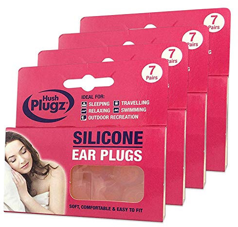 Hush 7 Pairs Plugz Silicone Earplugs - Pack of 7 (4 Packs)