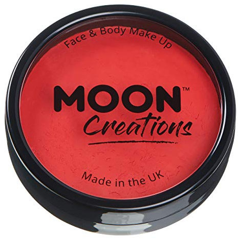 Moon Creations Maquillaje Facial y Corporal Profesional | Pintura de Color Profesional | Pintura Facial para Niños, Adultos, Disfraces, Festivales, Halloween Rojo brillante 36g
