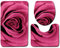 EU-VV Rutschfeste Bad-WC-Matte + U-Form Mat + WC-Sitzbezug,Künstlerisches Bild Fußmatte Bodenmatte Saugfähige Matten Badteppich Schlafzimmer Wohnzimmer Küche Dekoration (Pink)