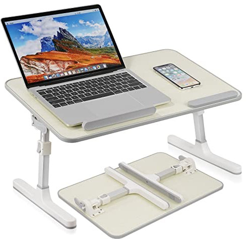 Height and Angle Adjustable Laptop Bed Table Stand Tray Lapdesk Foldable Breakfast Tray for Sofa, Bed, Terrace, Balcony, Garden,Beach